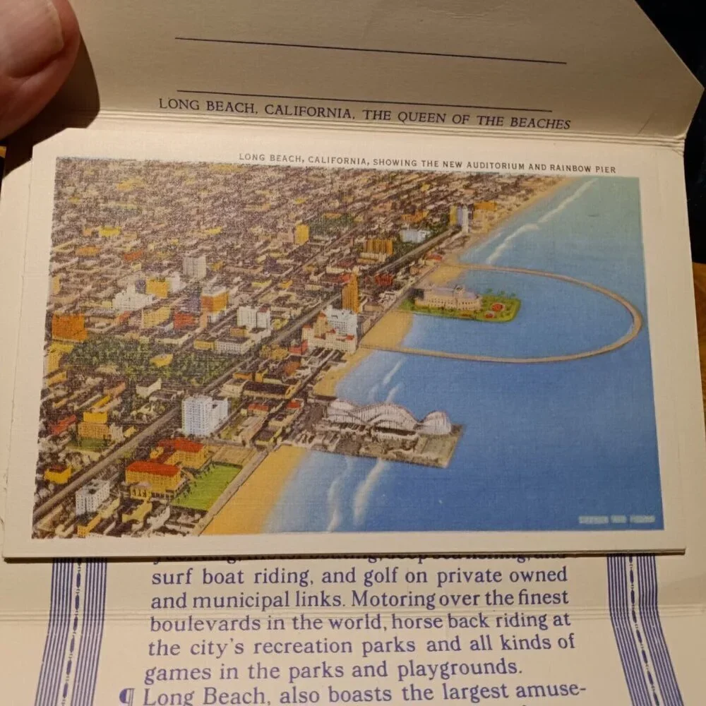 Vintage 30s Souvenir Folder Long Beach California Queen of the Beaches